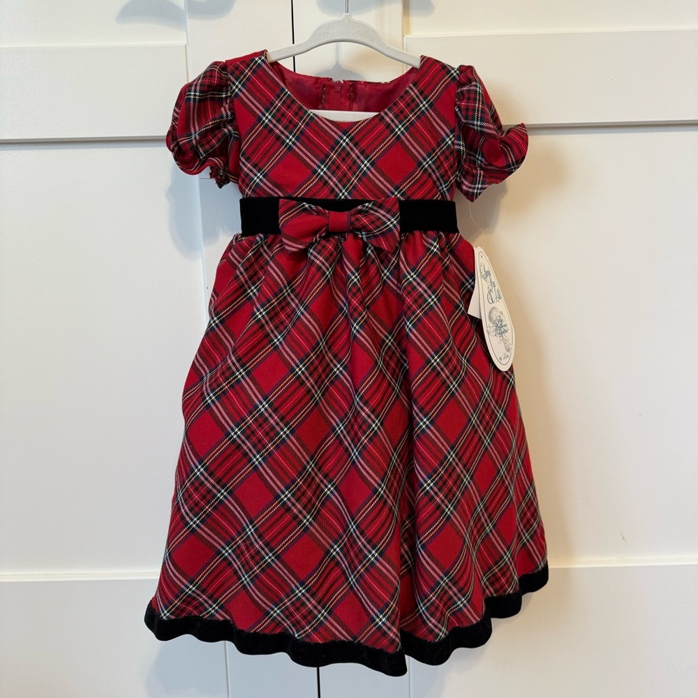 ✨BNWT!✨ Swea Pea & Lilli Plaid Red Holiday Formal Dress with Velvet Trim - 2T
